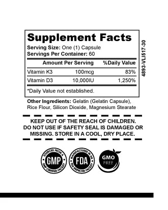 VHI D3 w/ K2 (10,000iu/100mcg)